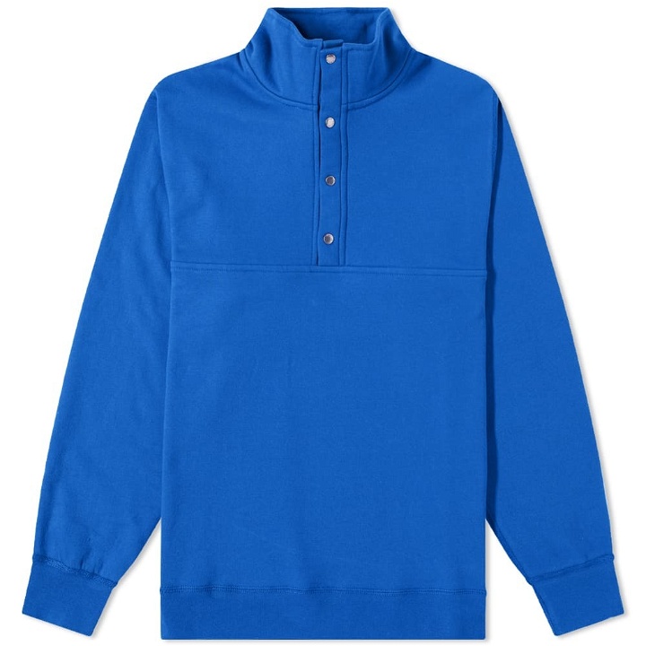 Photo: Adsum Men's 3/4 Snap Front Sweater in Royal Blue
