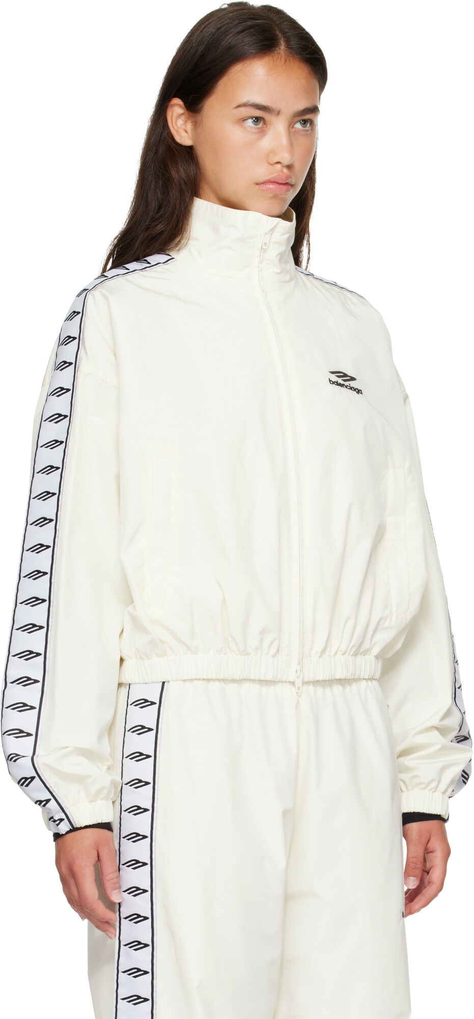 Balenciaga Off-White Techno Cotton Poplin Track Jacket