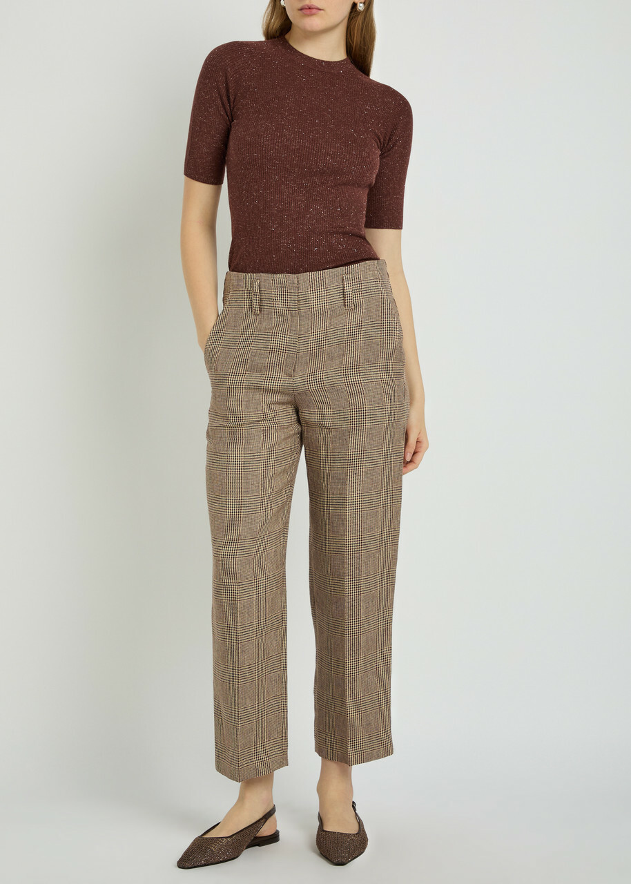 Brunello Cucinelli Metallic Cashmere-blend top Burgundy