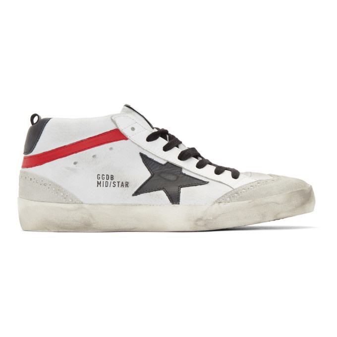 Photo: Golden Goose Grey and Black Nubuck Mid Star Sneakers