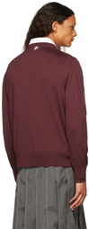 Thom Browne Burgundy 4-Bar Relaxed-Fit Sweater