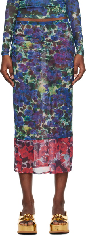 Photo: Dries Van Noten Blue Double Layered Midi Skirt