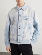 AMIRI - Embellished Distressed Denim Jacket - Blue