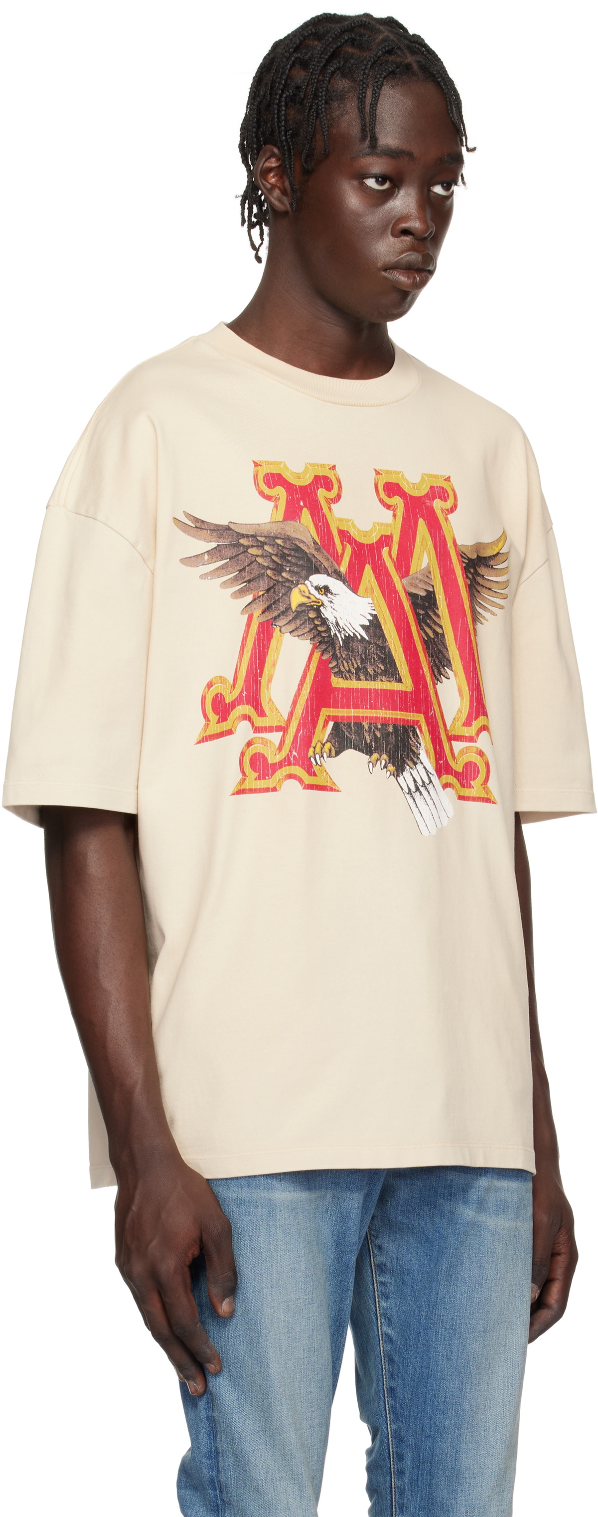 AMIRI Beige Vintage MA Eagle Oversized T-shirt Amiri