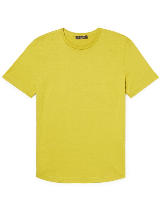 Photo: LORO PIANA - Slim-Fit Silk and Cotton-Blend Jersey T-Shirt - Yellow