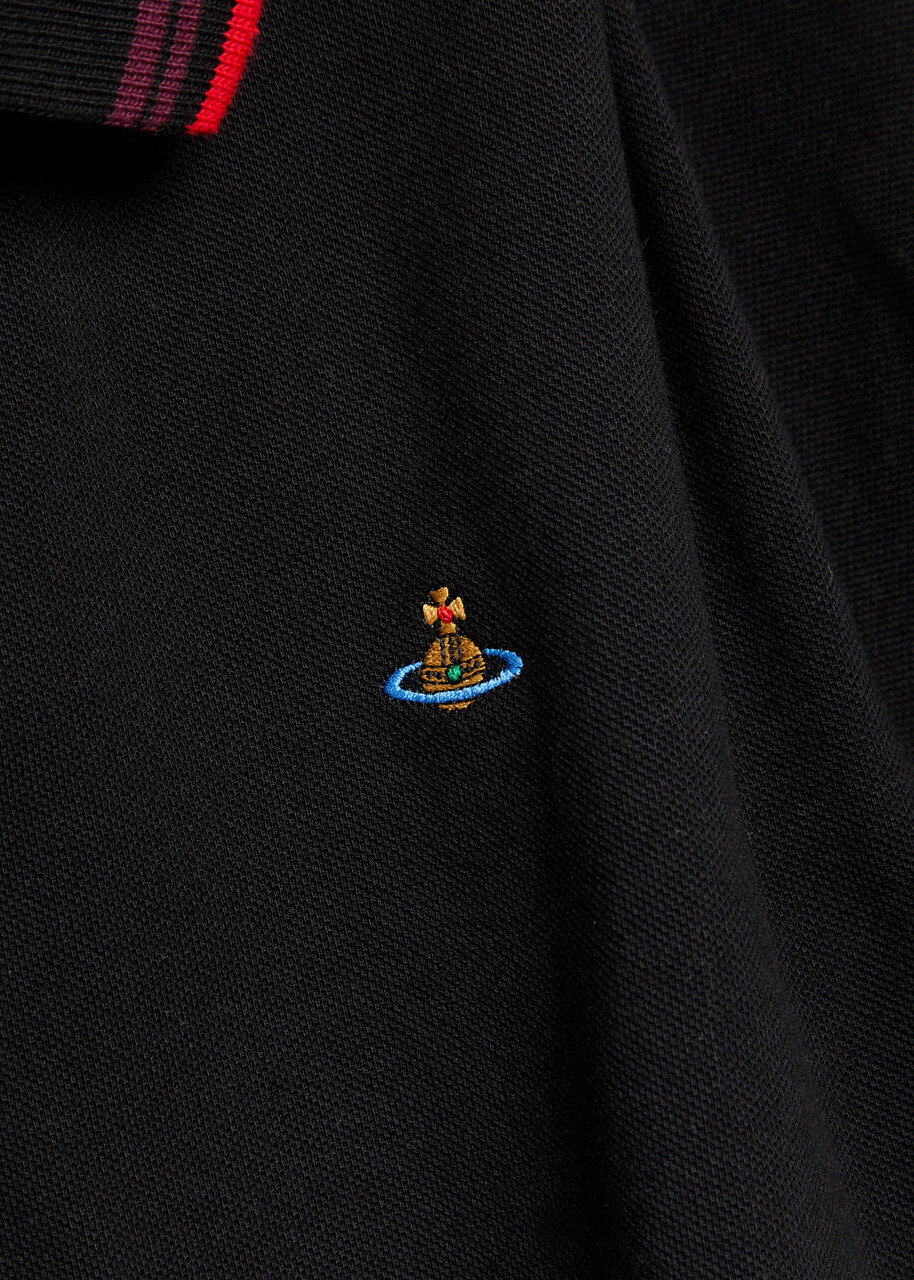 Vivienne Westwood Logo-embroidered Piqué Cotton Polo Shirt Black