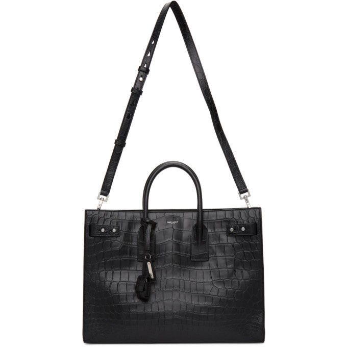 Photo: Saint Laurent Black Croc Large Sac De Jour Tote