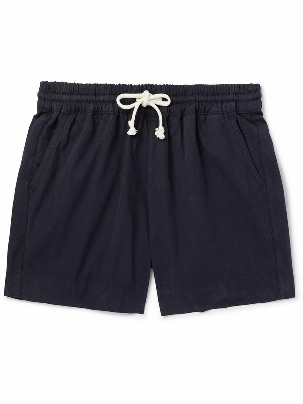 Photo: La Paz - Straight-Leg Cotton-Canvas Drawstring Shorts - Blue