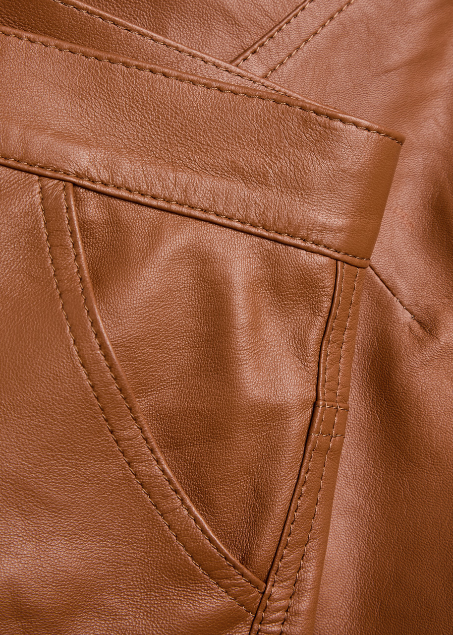 Skiim Marcella Straight-leg Leather Trousers Brown