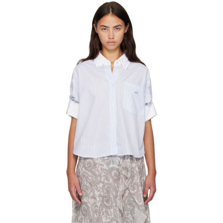 Photo: Acne Studios Blue Pinstripe Button-Up Shirt