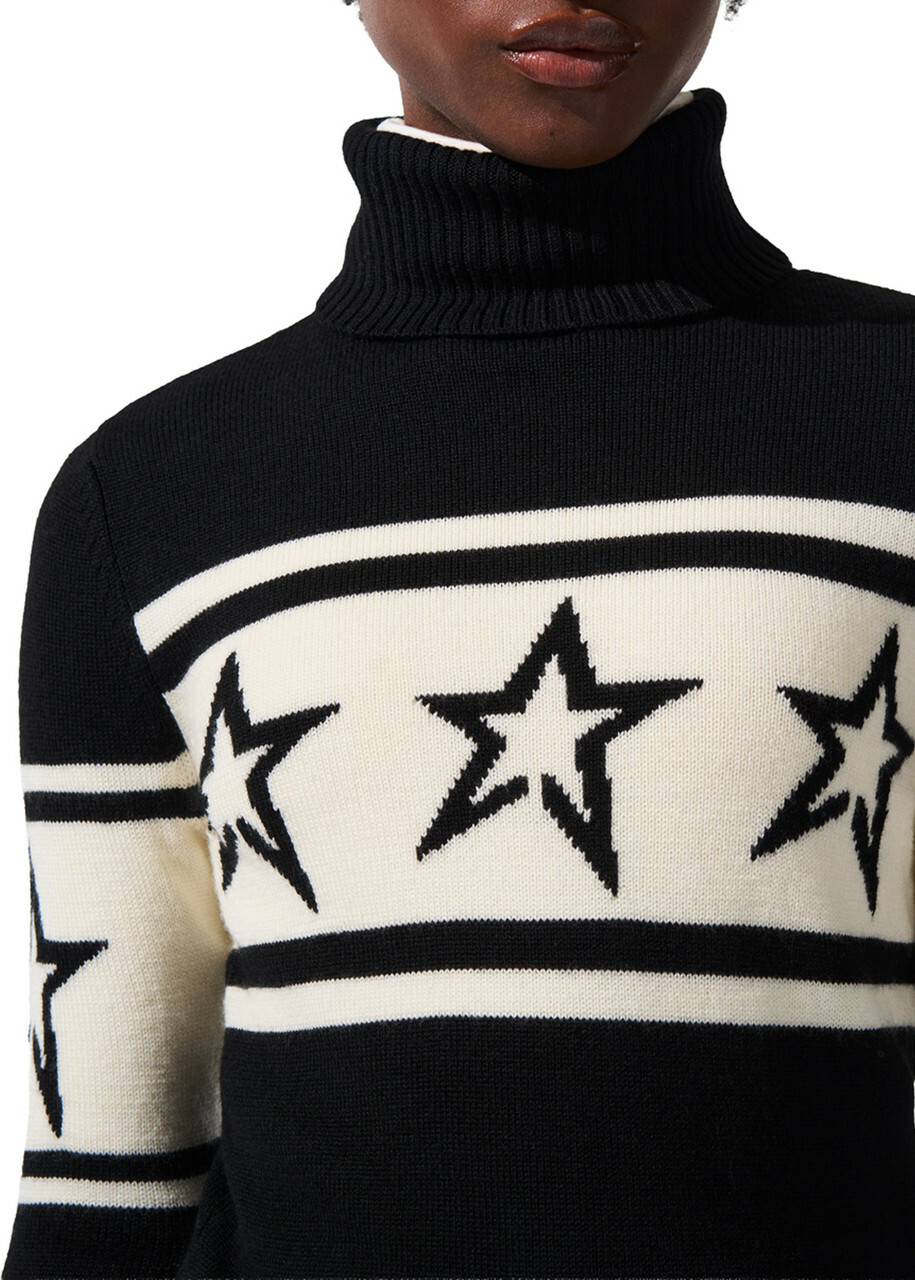 Perfect Moment Chopper Roll-neck Merino Wool Sweater Black