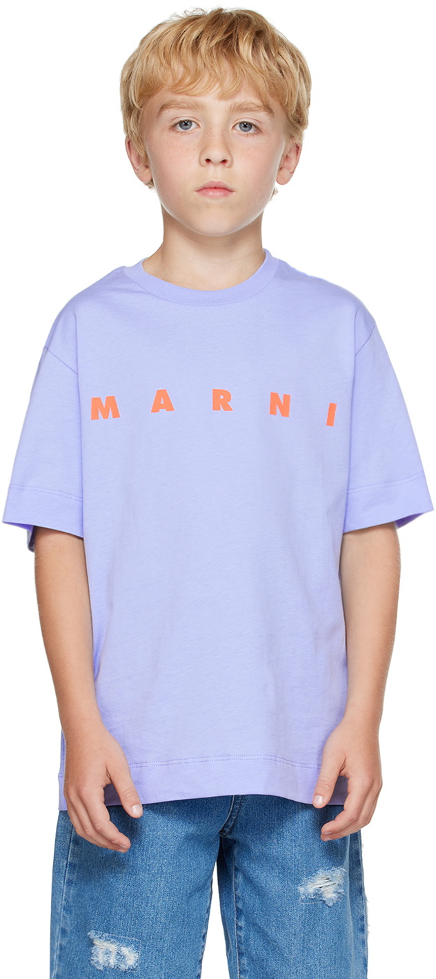 Marni Kids Purple Printed T-Shirt Marni