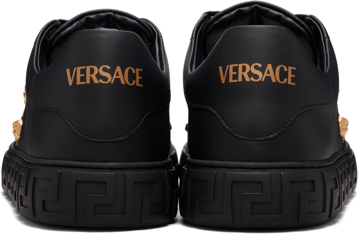 Versace Black Greca Embellished Nylon Faux-Leather Sneakers