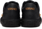 Versace Black Greca Embellished Nylon Faux-Leather Sneakers