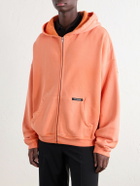 NAHMIAS - Distressed Cotton-Jersey Zip-Up Hoodie - Orange