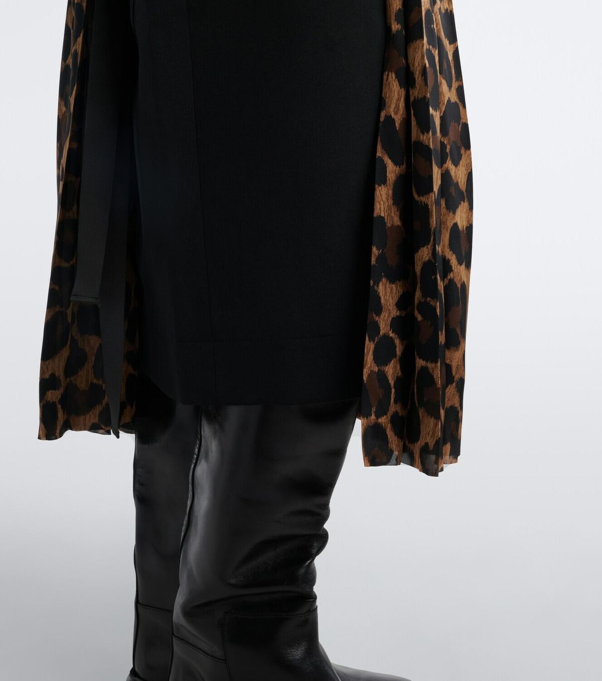 Sacai Paneled leopard-print midi skirt