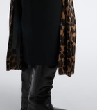 Sacai Paneled leopard-print midi skirt