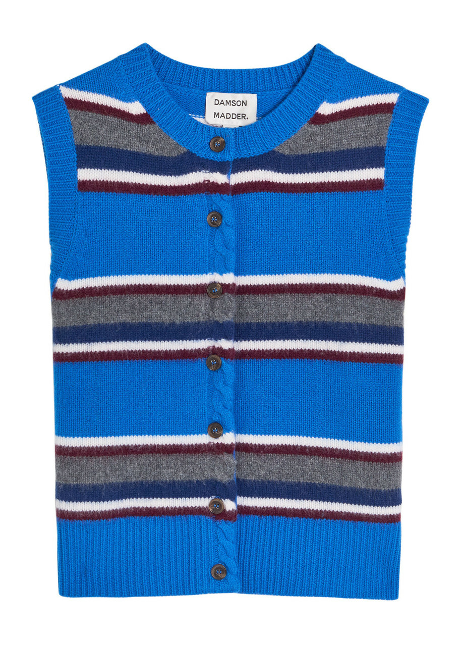 Damson Madder Sofie Striped Wool Vest Blue