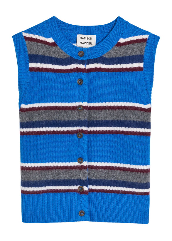 Photo: Damson Madder Sofie Striped Wool Vest Blue
