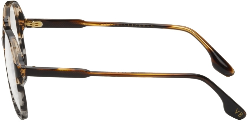 Victoria Beckham Tortoiseshell Faceted Round Optical Glasses