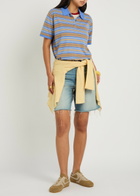 Guest In Residence Striped Cotton and Cashmere-blend Polo Shirt Blue