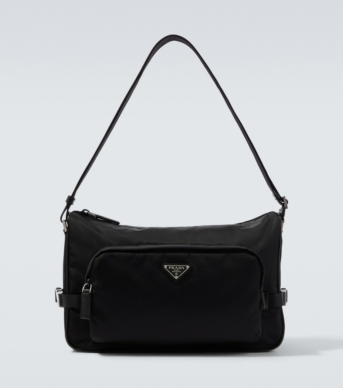 Prada Large leather-trimmed shoulder bag