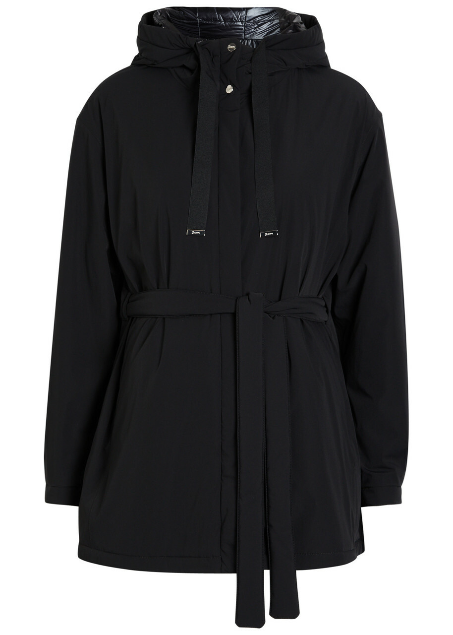 Herno Hooded Belted Shell Jacket Black