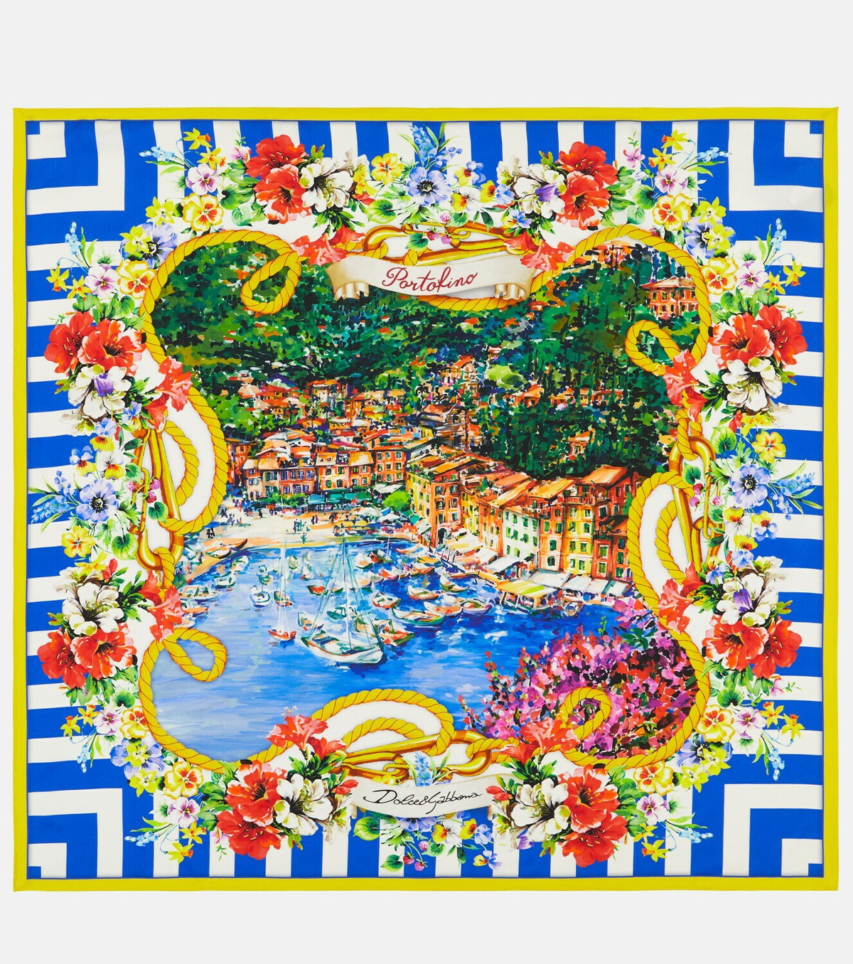 【関税&送料込】Dolce & Gabbana Scarfs MultiColour Dolce&Gabbana Portofino printed silk twill scarf Dolce & Gabbana