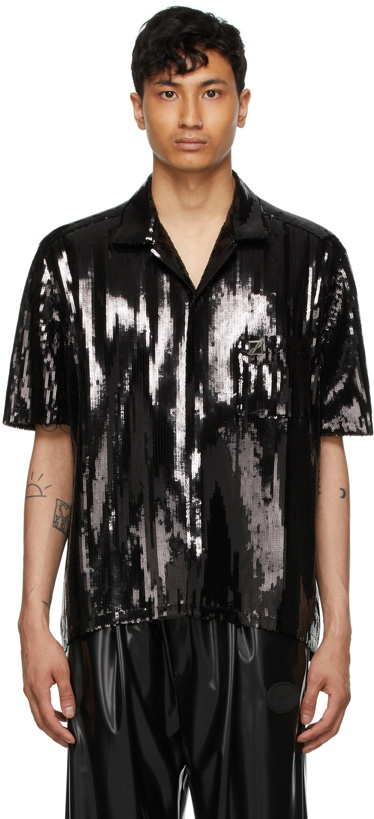 Photo: We11done Black Sequin Short Sleeve Shirt