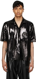 We11done Black Sequin Short Sleeve Shirt