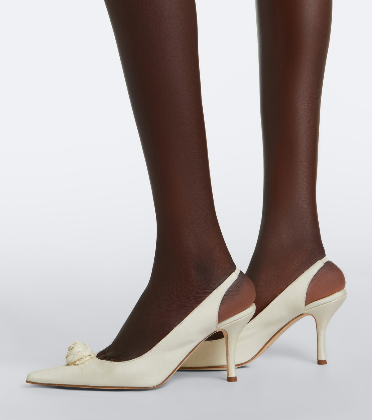 Magda Butrym Floral-appliqué satin slingback pumps