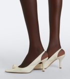 Magda Butrym Floral-appliqué satin slingback pumps
