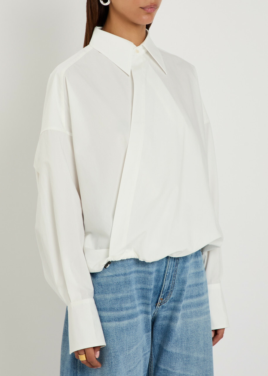 Petar Petrov Wrap-effect Cotton-poplin Shirt White