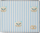 Valentino Garavani Blue & Off-White VLogo 'Le Chat De La Maison' Wallet