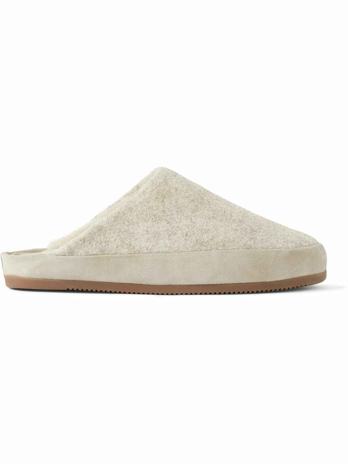 Photo: Mulo - Suede-Trimmed Shearling-Lined Recycled Wool Slippers - White