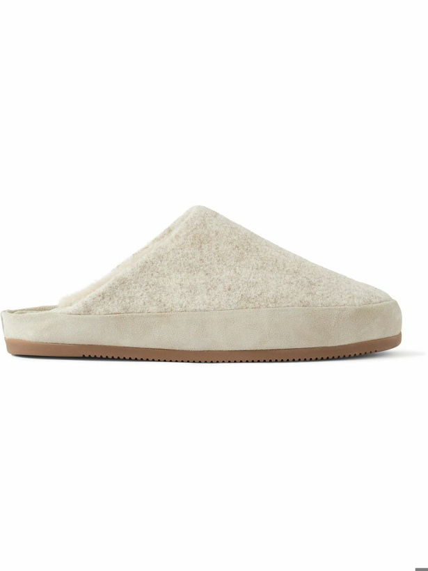 Photo: Mulo - Suede-Trimmed Shearling-Lined Recycled Wool Slippers - White