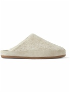 Mulo - Suede-Trimmed Shearling-Lined Recycled Wool Slippers - White
