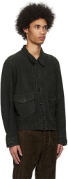 RRL Black Spread Collar Suede Jacket