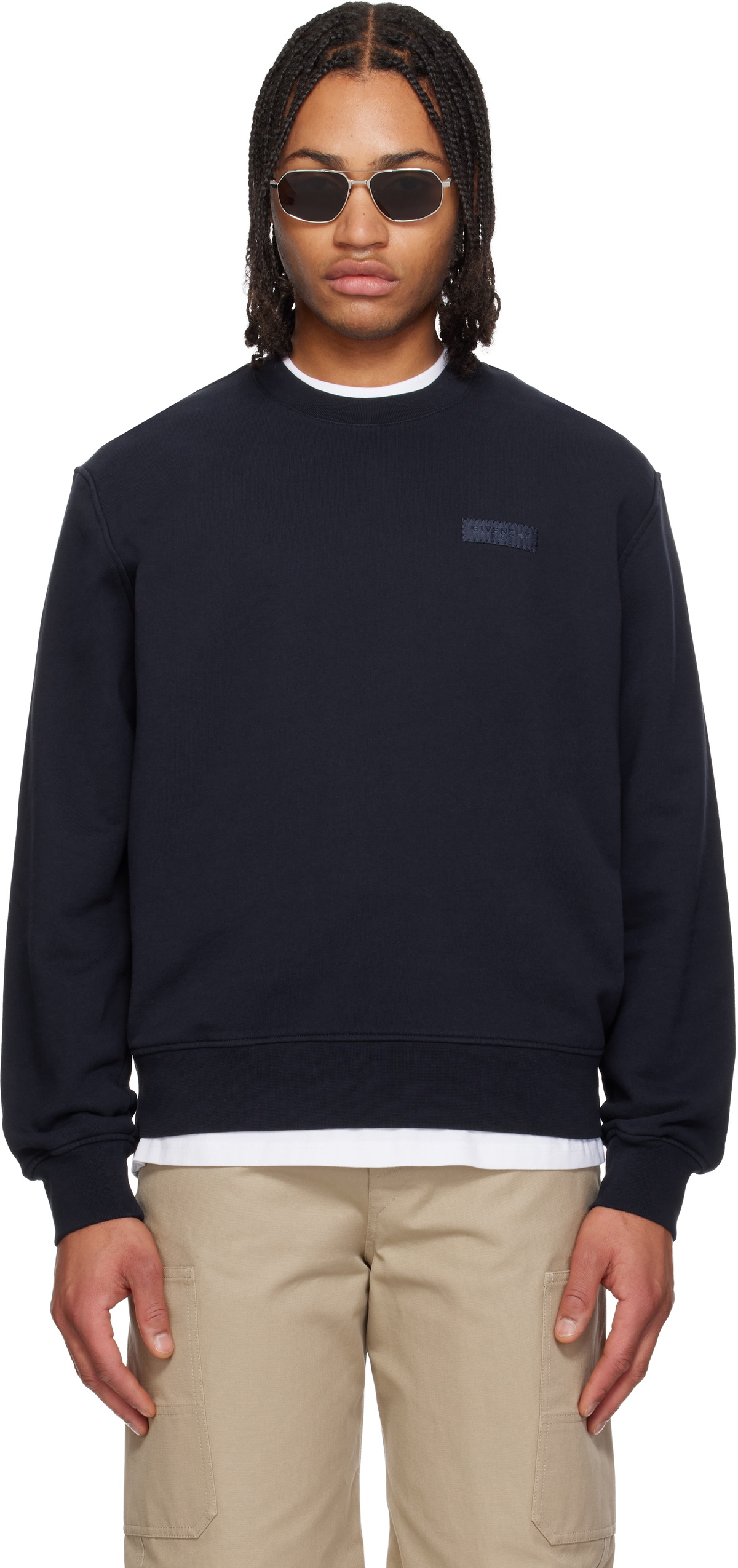 Givenchy Navy 'GIVENCHY Paris' Gros Grain Sweatshirt