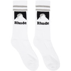 Rhude White and Grey Mountain Logo Socks