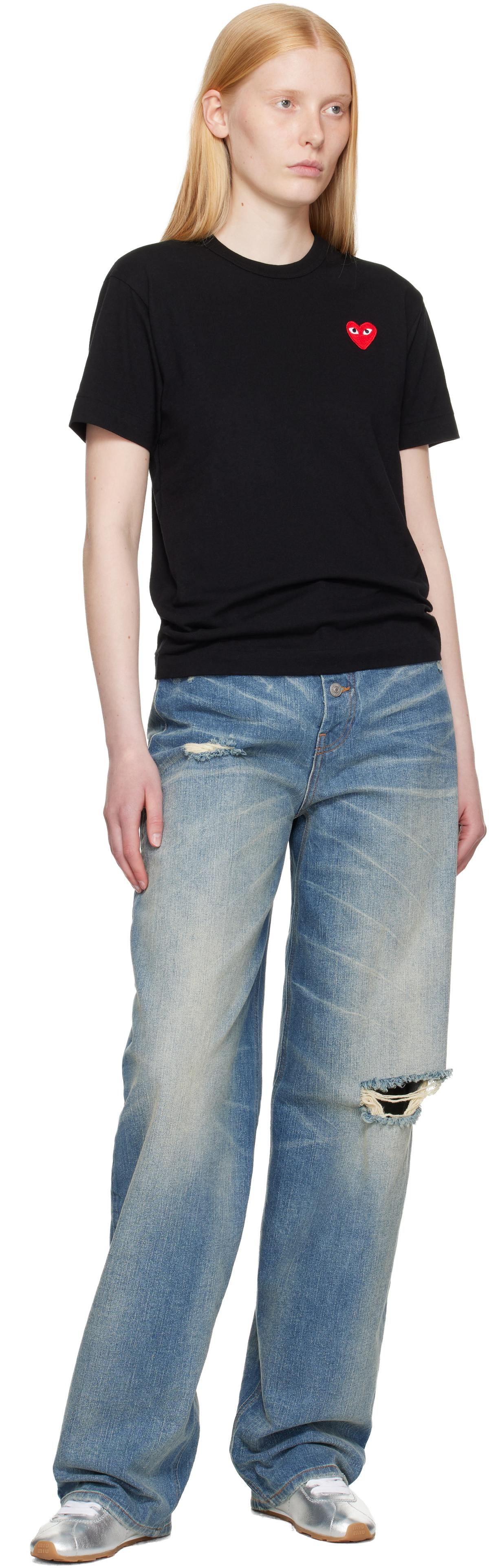 COMME des GARÇONS PLAY Black Men's Fit Red Heart T-shirt