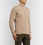 Loro Piana - Cable-Knit Baby Cashmere Zip-Up Sweater - Neutrals