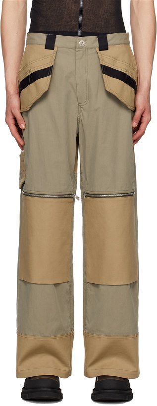 Photo: Dion Lee Taupe Straight-Leg Cargo Pants
