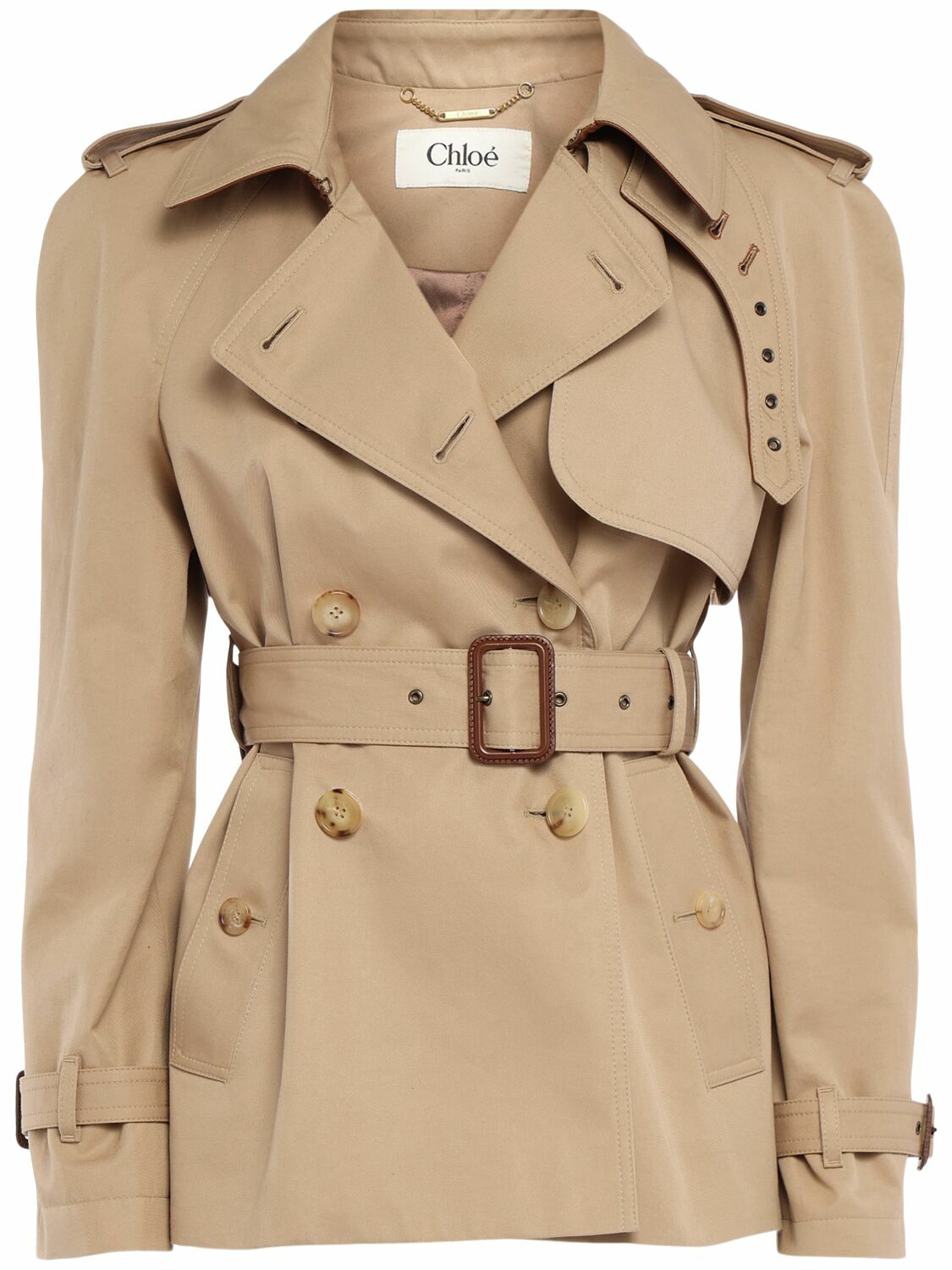CHLOÉ Cotton Gabardine Short Trench Coat
