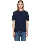 BOSS Navy Stretch-Cotton Contrast Logo T-shirt