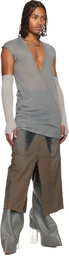 Rick Owens Gray Concordians Long Slivered Denim Skirt