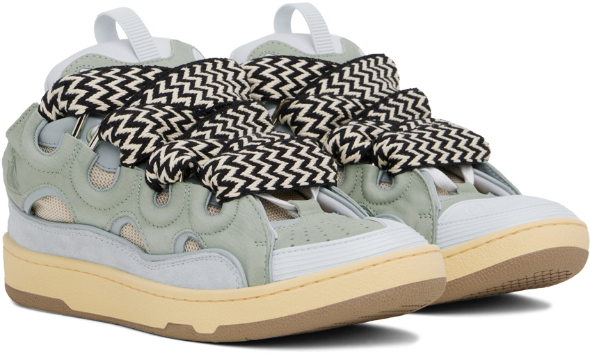 Lanvin Blue & Green Leather Curb Sneakers Lanvin