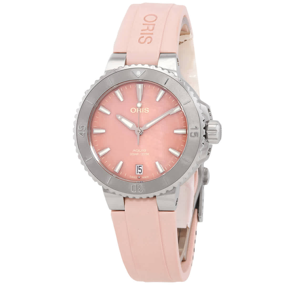 Oris Aquis Date Automatic Pink Mother of Pearl Dial Unisex Watch 01 733 7770 4158-07 4 18 66FC