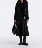 Sacai Layered leather-trimmed wool coat