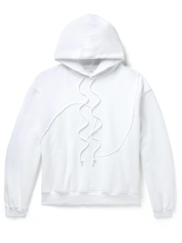 Photo: ERL - Wave Panelled Cotton-Blend Jersey Hoodie - White